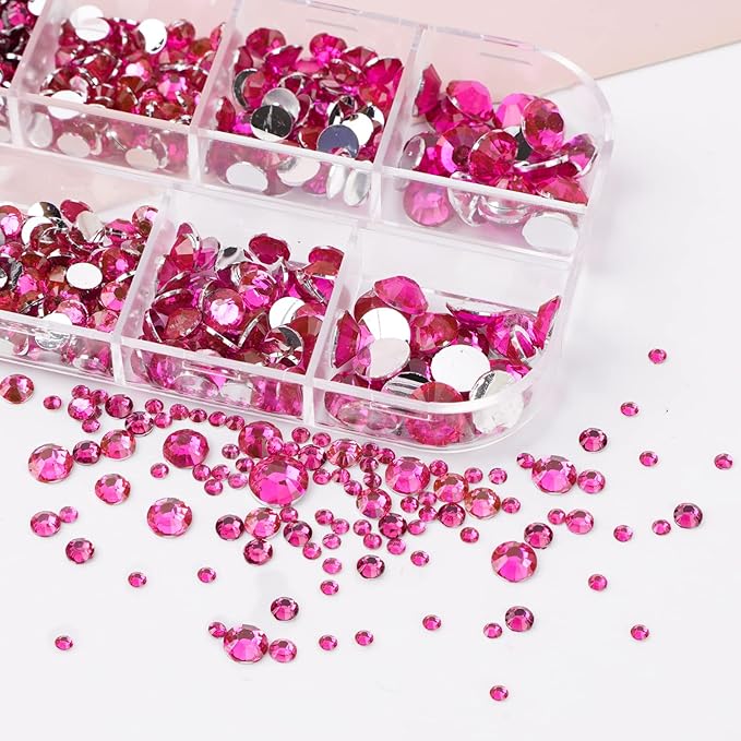 Canvalite 1500PCS Rhinestones Flat Back Gems, Nail Rhinestones Nail Art Gems with Pick Up Tweezers and Rhinestone Picker Dotting Pen, Nail Art Tools for Nails, Clothes, Face, Craft…
