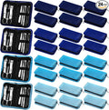 Coume 24 Sets Mini Manicure Set Bulk for Women Men Gifts for Coworkers Nail Grooming Kit 8 in 1 Nail Clippers Kit Luxurious Travel Case Stainless Steel Nails Clipper Set(Blue Series)
