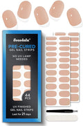 Pre Cured Gel Nail Strips - 44PCS Salon Quality Gel Nail Stickers - Long Lasting Polish Wraps for Women no UV Light Needed Easy Apply& Remove (Coconut Milk Nude)
