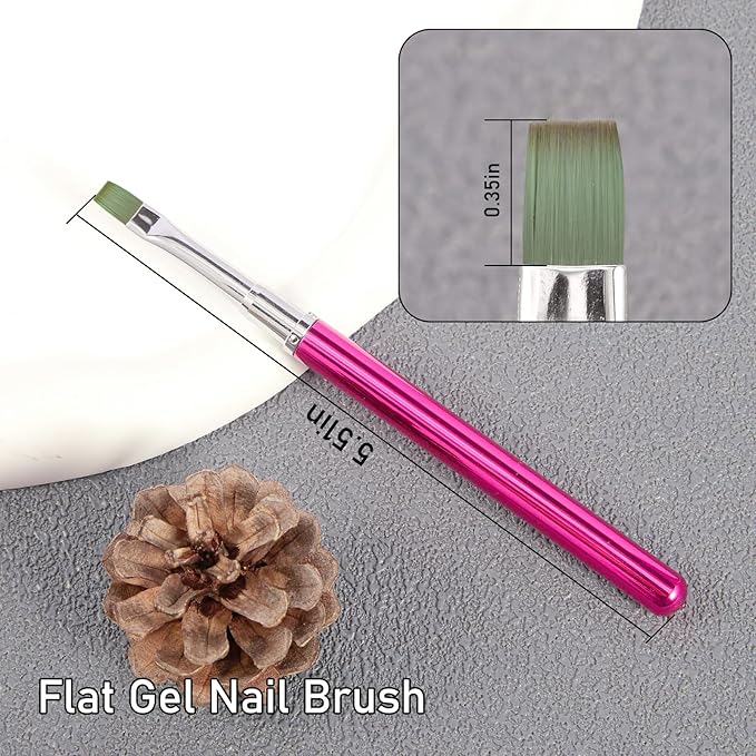 DANNEASY Nail Art Brushes for Gel Polish, Flat Nail Polish Clean Up Brushes For Cleaning Polish Mistakes on the Cuticles, Gel Nails Art Brush Design Tools Acrylic Manicure Brushes