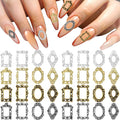 CHANZET 3D Metal Nail Charms 80pcs, Frame Gothic Nail Art Charms, Retro Gold Silver Nail Jewels Art Decoration for Women Girls Acrylic Nail DIY Craft Design Manicure Accessories