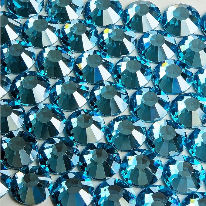 Genie Crystal SS20 Ice Aquamarine Flatback Rhinestones – 1440pcs | White-Film Coated Crystals, Non-Hotfix for Nail Art, DIY Crafts, Tumblers, Clothing