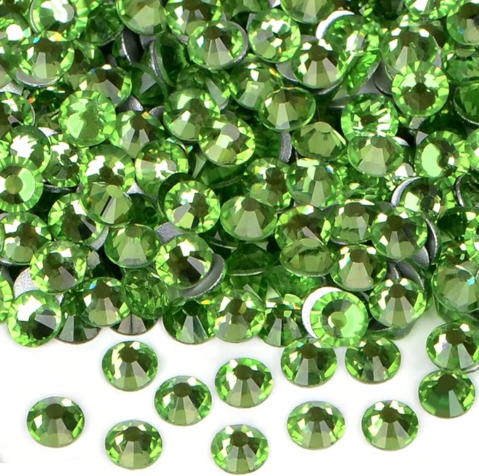 2880PCS Art Nail Rhinestones Non Hotfix Glue Fix Round Crystals Glass Flatback for DIY Jewelry Making with one Picking Pen (ss5 2880pcs, Peridot)