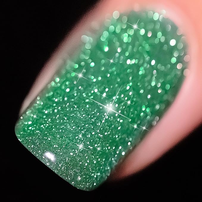 YTD Likomey Gel Nail Polish,Reflective Glitter 15ml Green Flash Diamond Shimmer Gel,Sparkly ShinB0CG69PNJ8y Salon Home Fall Winter Manicure UV Color Varnish,SZ002