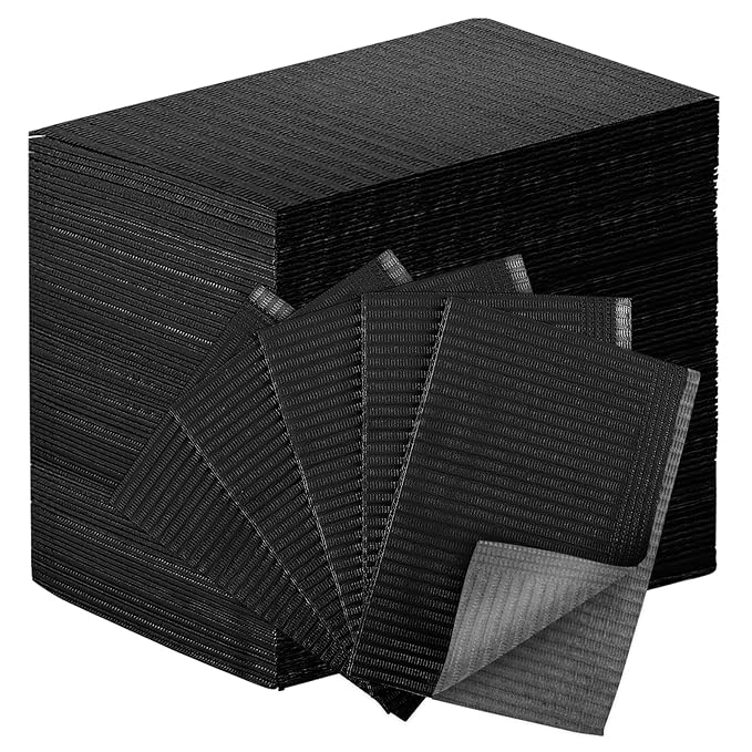 80pcs Disposable Nail Mats Foldable Nail Paper Towels, Table Acrylic Nail Practice Sheet, 3 Ply Waterproof Clean Nail Table Practice Mat for Salon Manicure Tattoo,Nail Art Accessories 13"x18"(Black)