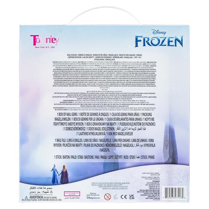 Disney Frozen Non-Toxic Peel-Off Nail Polish Set with Shimmery and Opaque Colors with Nail Gems for Girls Ages 3+, Perfect for Parties, Sleepovers and Makeovers, 18 Pc Set by Townley Girl