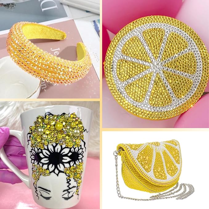 18000 Pcs 3D Yellow Jelly Rhinestones for Crafting, Bedazzled Gems for Nails Art, Flatback Jelly Resin Rhinestones, 3-6 mm Gems for Crafts Nails Eyes Makeup DIY Crafts Supplies