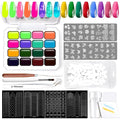 Gradient Gel Nail Set,16 Bright Neon Color for Ombre Fluorescent Jelly Nail Polish Platte Kit with 14* Nail Art Tools,Pat Painting Gel French Nail Manicure No-wipe DIY Art Home Salon