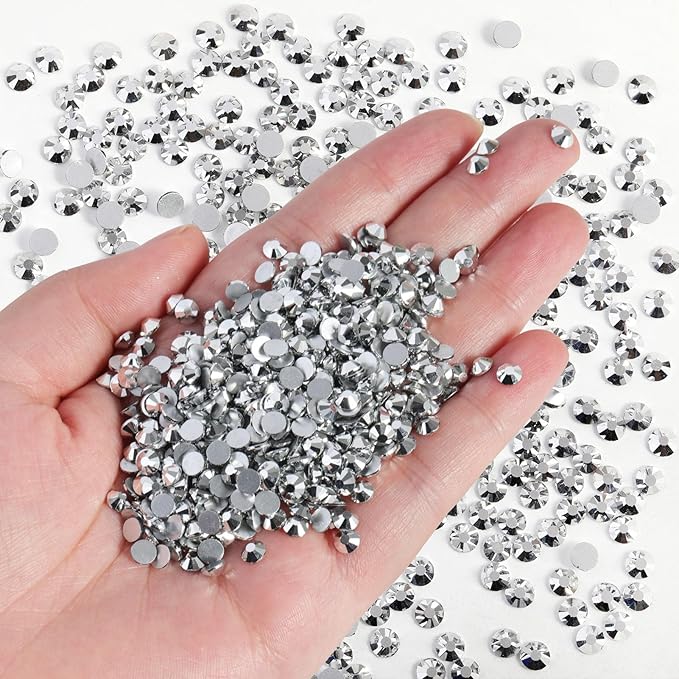 Beadsland Flatback Rhinestones Bulk,14400pcs Silver Rhinestones for Nails Crafts Clothes DIY Decoration, Silver Hematite, SS16, 3.8-4.0mm