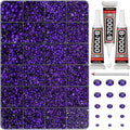 33000Pcs Purple Rhinestones for Bedazzling, Bedazzler Kit with Flatback Craft Rhinestones Dark Purple Bulk and B7000 Glue, 2,3,4,5,6mm Resin Flat Back Crystals for Craftings, Clothes, Shoes, Nails