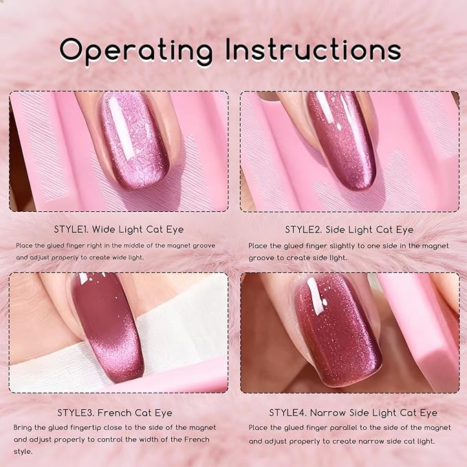 WOKOTO 2 PCS Cat Eye Magnet Set For Nails With 4 Pcs Y&O-Shape Iron Stencils, Powerful Cylinder Magnetic Pen And 5D Automatic Magnets, Heart&Circle Nail Design Magnets Tool Manicure Cateye Effect