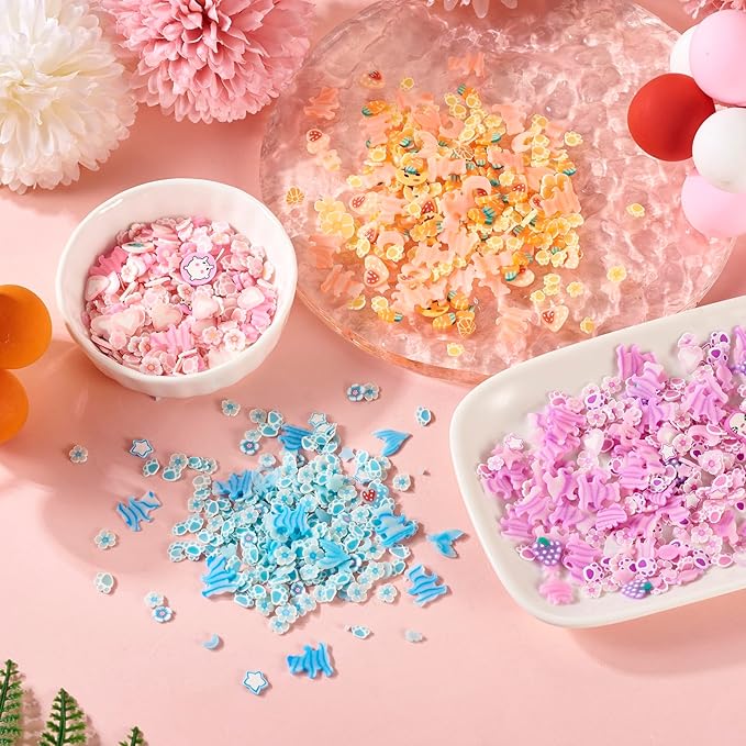 4 Bags Luminous Polymer Clay Slices Glow in The Dark Nail Art Slices 3D Clay Slices Tiny Polymer Clay Flatback Cabochons for DIY Crafts Resin Nail Scrapbook Phone Case Decoration