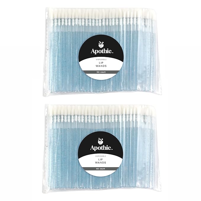 200 Pieces Disposable Lip Applicators – Lint-Free Versatile Doe Foot Makeup Wands for Lip Gloss, Lipstick, Lash Extensions, Beauty Starter Kits Essential (200 Brushes, Blue Crystal)
