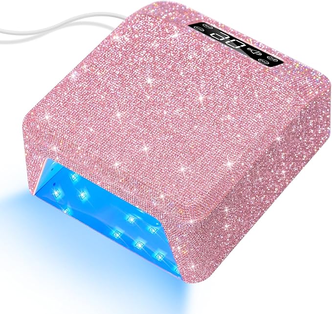 UV LED Nail Lamp 96W Plug-in Nail Dryer Sparkly Gel Polish Light 4 Timer Setting Professional Quick Dry Curing Lamp with Display Auto Sensor for Salon & Home