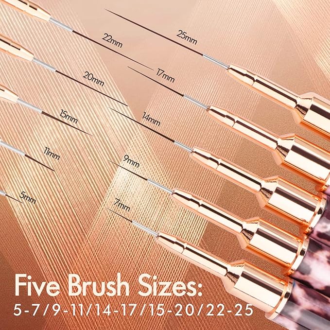 Nail Art Brushes - Double-Ended Nail Art Liner Brushes 10 Heads Striping Liner Brush Set Nail Design Brushes for Elongated Long Lines, Thin Details, Fine Drawing Nail Brushes for Nail Art, Striper Brushes Lengths 5/7/9/11/14/15/17/20/22/25mm