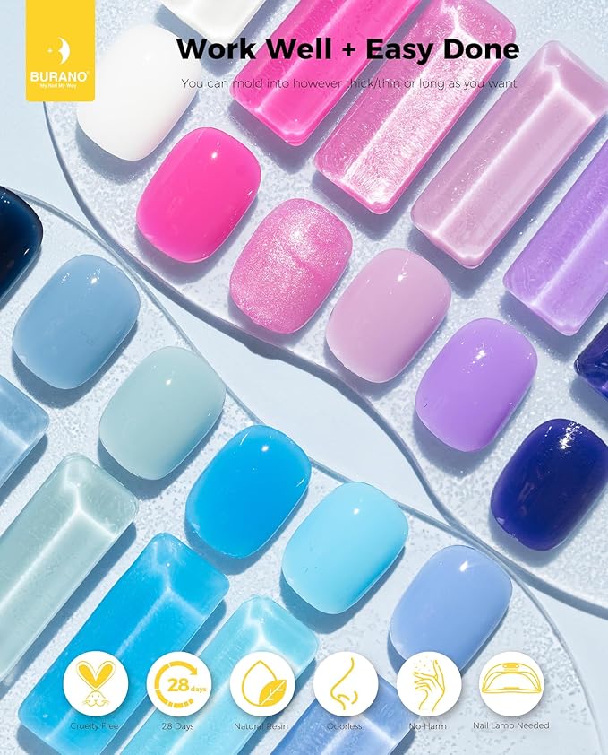 BURANO Poly Nail Gel Set, 12 Colors Nail Poly Nails Extension Gel Kit for Beginner Professional Salon Using Home DIY 15g (kit01, 15g)