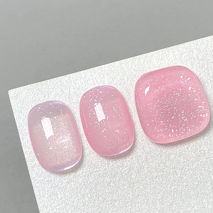 MAYCHAO 15ML Glitter Nude Pink Gel Nail Polish 1Pc Iridescent Shimmer Jelly Neutral Skin Tone Clear Sparkly Pink Natural Soak off UV LED Cured Nail Polish for Manicure Salon DIY at Home, 0.5 OZ