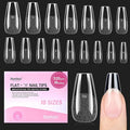 Beetles Gel Nail Tips Flat-X - Coffin Medium, 320pcs 16 Sizes, Pre-Etched Half Matte Full Cover Soft Acrylic Press on False Nail Extension Tips Easy DIY Salon Art for Flat & Natural Nail Beds