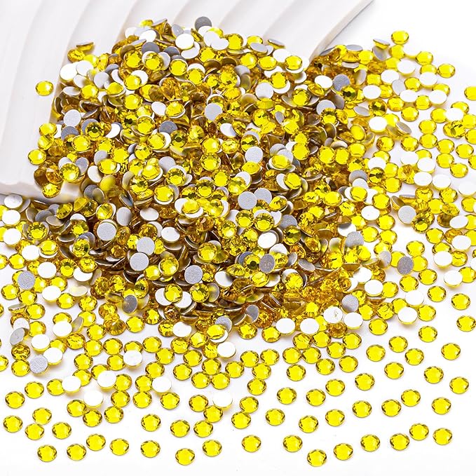 Flatback Rhinestones Bulk, 14400PCS Citrine Rhinestones for Clothes DIY Decoration Crafts, Citrine, SS10, 2.7-2.9mm