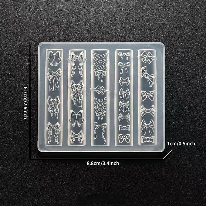 2 Pcs Bow Silicone Nail Art Molds for Women Resin Nail Design