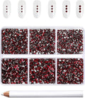 Beadsland 7200pcs Flatback Rhinestones,Dark Red Rhinestone Nail Gems Round Crystal Rhinestones for Crafts,Mixed 6 Sizes with Wax Pencil Kit, SS3-SS10,Dark Siam