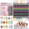 24 Colors Nail Art Pens Dual tips 3D Nail Polish Pens Set 0.7mm Quick-Drying Acrylic Paint Markers Dotting Liner Drawing Pen Manicure Tools Set for Nail Design, DIY Home Salon Manicure Tools