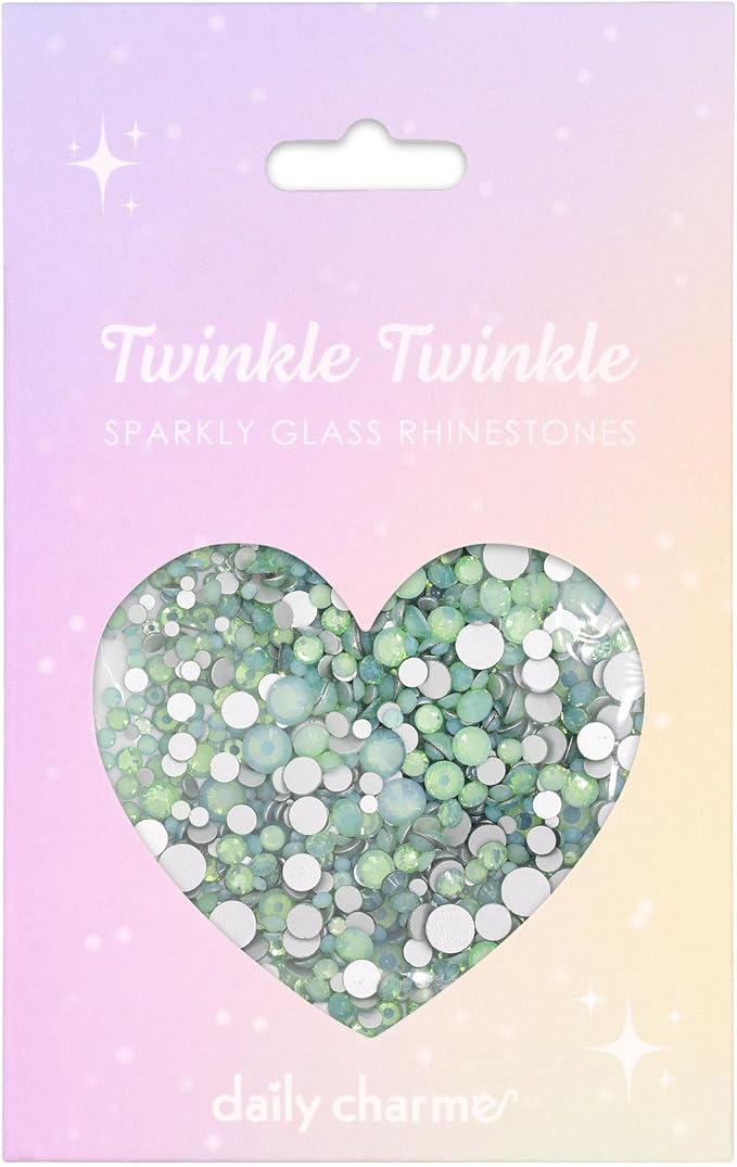 Daily Charme Twinkle Twinkle Round Flatback Crystal Rhinestone for Nail Art (Chrysolite Opal), 1440 PCS, No-Hotfix, (1.4 mm - 4.7 mm), DIY and Salon