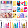 Beetles 12 Colors Nail Art Pens, 0.5mm Fine Line Nail Polish Pens Quick Air Drying Acrylic Paint Markers for Nails Art Design Painting Dotting Liner Brush, DIY Home & Salon Manicure Tools