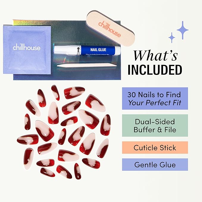 Chillhouse - Chill Tips, Press on Nails Kit - From the Archives (Almond) - 30 Nail Shapes & Sizes - Up to 2 Weeks of Wear- Customizable Fit- Reusable- Latina Founded & Women Owned- Beauty & Self Care