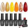 beetles Glitter Gel Polish Set - Daring Glow Collection, Gold Cat Eye Gel Colors Red Gold Glitter Shimmer Yellow Orange Nails Art Soak off Uv LED Manicure Nail Trend Gift for Women