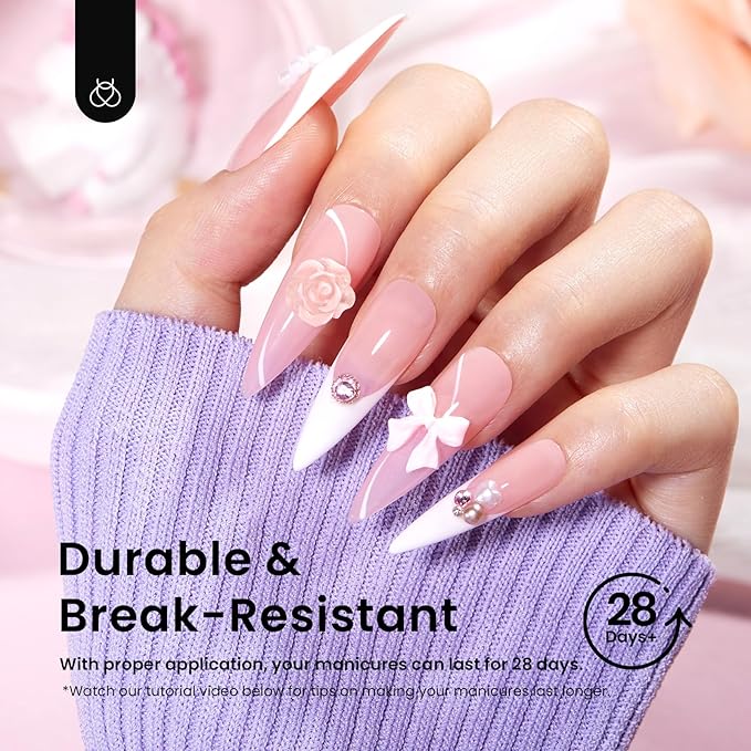 Beetles Gel Nail Tips Etch-X, Stiletto Medium, 288Pcs 12 Sizes, Pre-Etched Half Matte Full Cover Soft Acrylic False Nail Tips Pre-Shaped Easy DIY Fake Nail Extension Salon Gift for Women