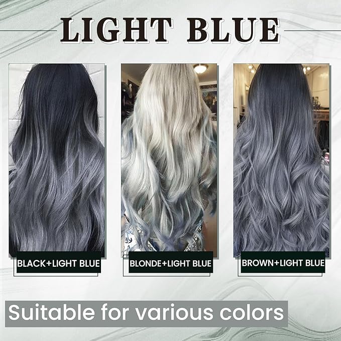 RUNATURE U Tip Hair Extensiosn 20 Inch 25g Real Human Hair Light Blue Hair Extensions for Highlight Cosplay Colored Blue Extensions Hair Invisible U Tip Extensions Silky Straight 25s