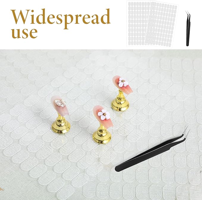 1000 Pcs Double Sided Nail Tape False Tip Nail Stand Sticky Tabs with Tweezer Press on Pre-Cut Adhesive Strips for Nails Display Stand Practice Holder, Color Chart Book