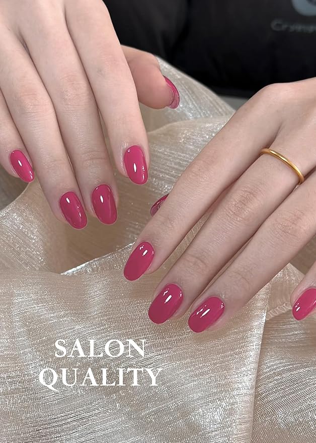Semi Cured Gel Nail Strips - UV Light Gel Nail Stickers - 20 Long Lasting Salon Quality Wraps (Prismatic Cherry Red)