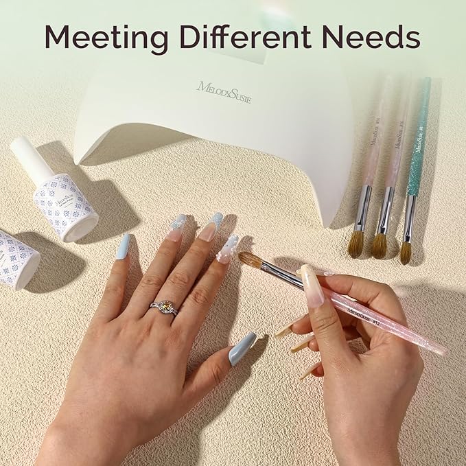 MelodySusie Kolinsky Acrylic Nail Brush,66% Kolinsky Hair Professional Nail Art Brush for Acrylic Application,Aurora Collection Fine Glitter Brush,Size 8