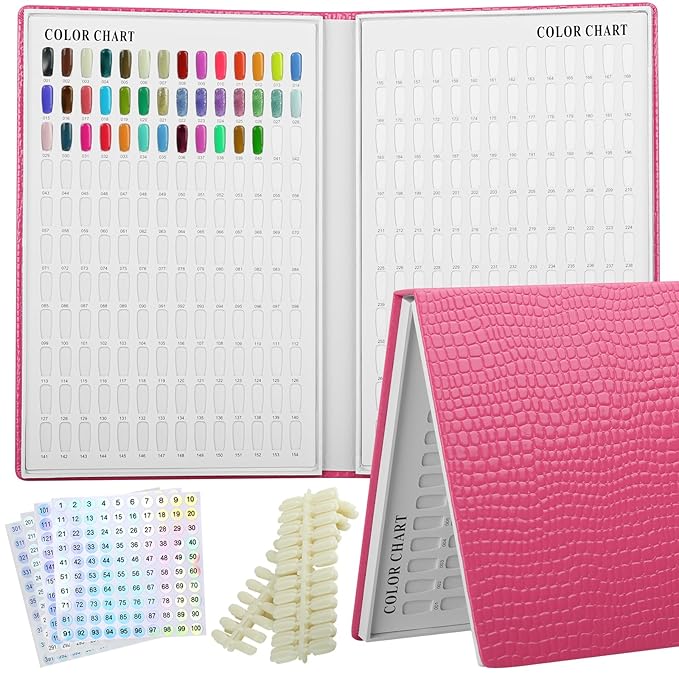 308 Polish Display Book, Gel Color Display Book, Fake Tips Sample Painting Art Design for Nail Salons, DIY at Home (Rose Red)