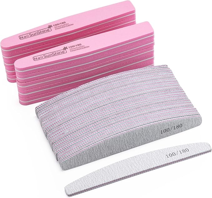 35 Count 100/180 Grit Nail Files and Buffers Set, Double Sided Emery Boards Washable Buffing Blocks for Natural Nails and Acrylic Nails