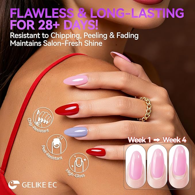 gelike ec Gel Nail Polish Set: 16ML 12 Colors Kit HEMA & TPO Free Hypoallergenic Formula Professional Soak Off UV LED Gel Polish for Natural & Fake Nails
