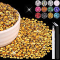 6000PCS 4mm Resin Rhinestones Bulk for Crafting (Copper Gold), Flatback Bedazzling Crystals for Crafts DIY Nail Decoration, Gems Charms for Tumbler Shoes Clothing Fabric with Pickup Pen and Tweezers