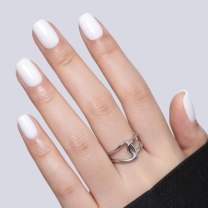 UNA GELLA Soft Gel Press on Nails - 32 Pcs 16 Sizes Glossy Milky White Short Square Fake Nails with Glue & Adhesive Tabs, Reusable Full Cover False Nails Kit, Salon Quality DIY Manicure Set