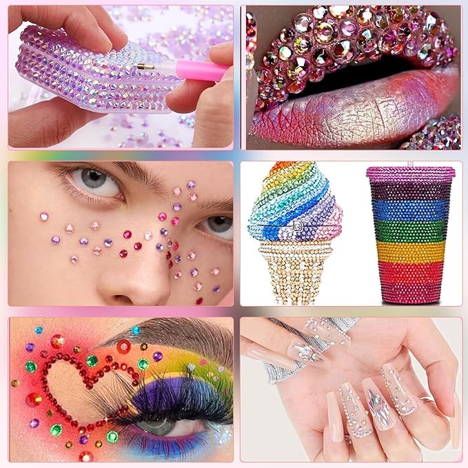 28 Colors Resin Jelly Rhinestones for Bedazzling, 4mm 13000Pcs Flatback Gems for Crafting, Bedazzling Kit with B7000 Glue for Clothing Shoes Nail Book Diamond Art