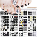DANNEASY 20 Sheets Toe Nail Stickers Full Nail Wraps - Black, Toenails Polish Strips Self Adhesive Toenail Polish Stickers Gel Strips Manicure Sticker Nails for Women with File, Cuticle Stick