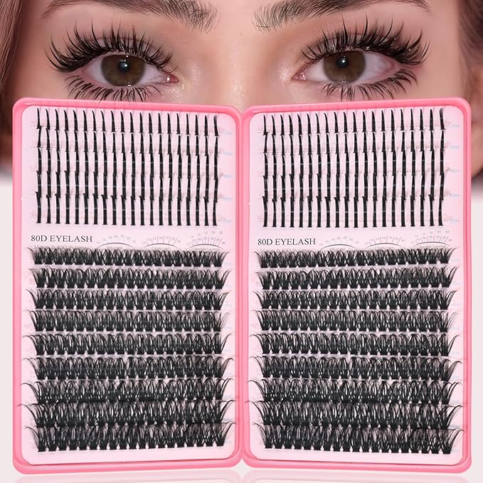 Lash Clusters with Spikes, 80D+80D Eyelash Clusters Extensions Individual D Curl Fluffy Wispy False Eyelashes DlY Manga Lashes Extension (12-22mm, Lash Clusters)