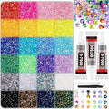 40000 Pcs Jelly Rhinestones for Bedazzling & Nail Art - 3mm Multicolor Flatback Gems, Includes B7000 Glue, Tweezers & Pen - DIY Bedazzler Kit for Diamond Art, Jewelry Making, Crafts (24000 pcs)