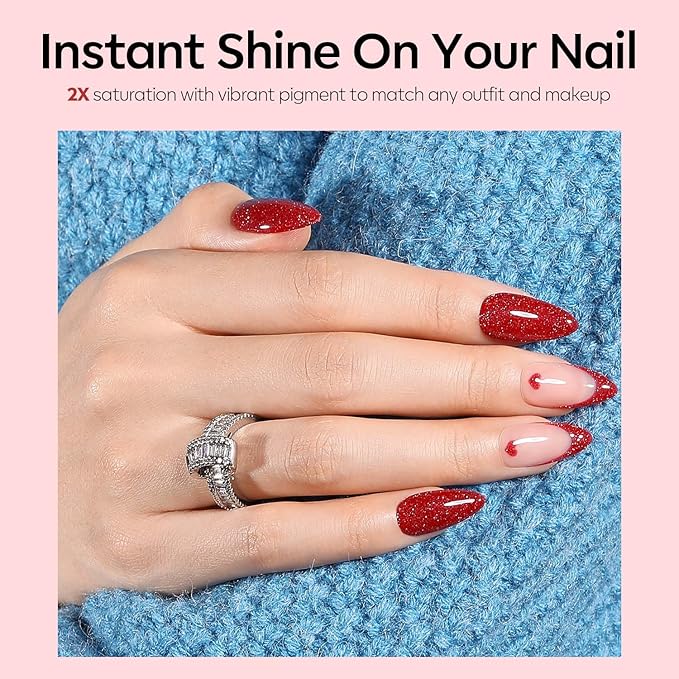 modelones Glitter Gel Nail Polish Pastel Burgundy Red Gel Nail Polish Soak-Off UV Gel Polish - 28+ Days Long-Lasting Salon-Quality Nail Art for Spring & DIY Manicure & Gift 15ML