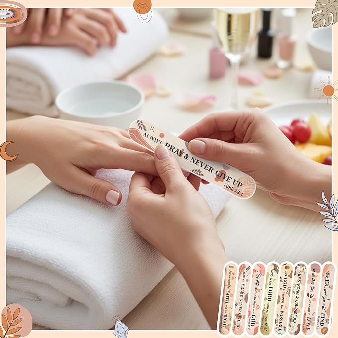 H1vojoxo Church Bible Verse Nail Files - 48pcs Christian Gifts for Women Bulk Boho Scripture Double Sided Emery Boards for Christian Religious Women Employee Appreciation Teacher Coworkers Staff Gifts