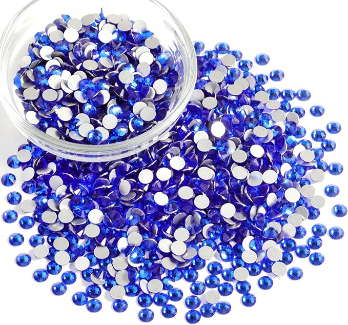 Beadsland Flatback Rhinestones Bulk, 2880pcs Royal Blue Rhinestones for Nails Crafts Clothes DIY Decoration, Sapphire, SS30, 6.3-6.5mm