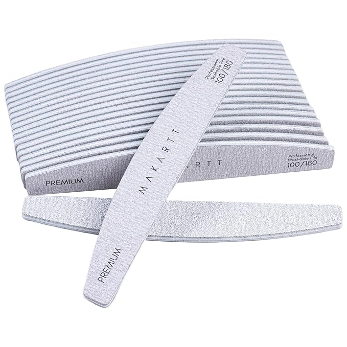 Makartt Nail File, 100/180 Grit 20 Pcs Nail Files for Natural Nails, Professional Strong Emery Boards for Nails Doubled Sides Washable Fingernail Files Manicure Tool Set