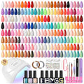 phoenixy Gel Nail Polish Kit with U V Light 74 Pcs Gel Nail Kit 55 Colors Nail Polish Set Complete Nail Set with Base Coat & 4 Effects Top Coat Manicure Tools Christmas Gift for Women