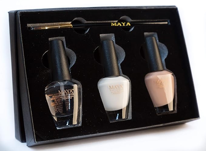MAYA HALAL, BREATHABLE & TOXIN-FREE VEGAN NAIL POLISH (FRENCH MANICURE SET with brush).